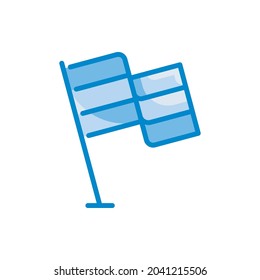 Flag vector blue colours icon style illustration. Eps 10 file