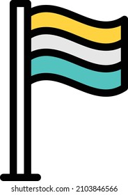 flag vector color line icon