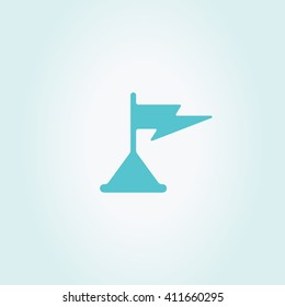 Flag vector icon. Check mark. Waving sign Castle pin. 