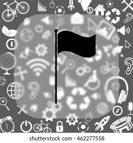 Flag vector icon - matte glass button on background consisting of  different icons