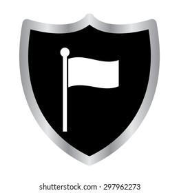 flag - vector icon on a black shield