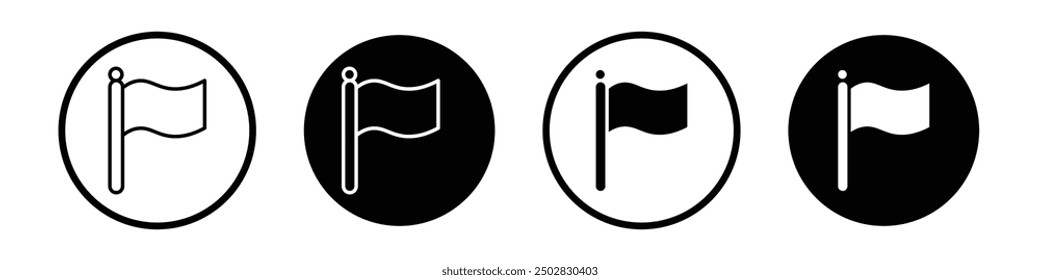 Flag vector icon set black filled and outlined style.