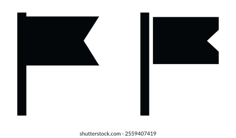 Flag vector icon set. Vector illustration of flag. Black flag vector illustration of white background