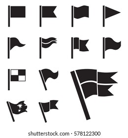 Flag Vector Icon Set Isolated on White Background