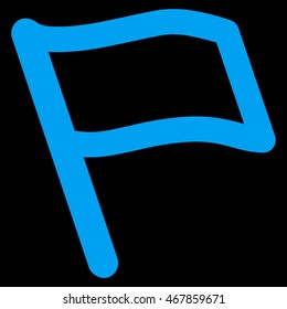 Flag vector icon. Style is linear flat icon symbol, blue color, black background.