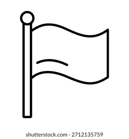 Flag Vector Icon. Waving Banner and Landmark Line Art Symbol for Map, Location, and Country Design.