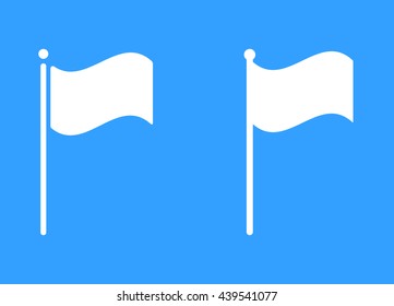 Flag vector icon. White Illustration isolated on blue background for graphic and web design.
