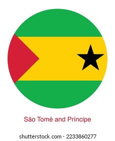 Flag Of São Tomé and Príncipe, São Tomé and Príncipe flag vector illustration, São Tomé and Príncipe flag in a circle.