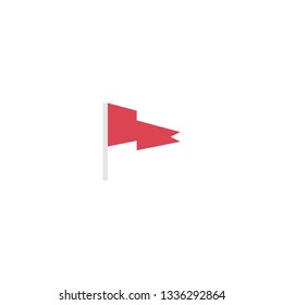 Flag vector. Location map pointer. Red flag, ribbon. Start finish line icon.