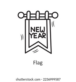 Flag vector outline Icon Design illustration. New Year Symbol on White background EPS 10 File
