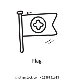 Flag Vector Outline Icon Design illustration. Medieval Symbol on White background EPS 10 File