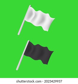 Flag vector set. White and black horizontal banner template, isolated on green background
