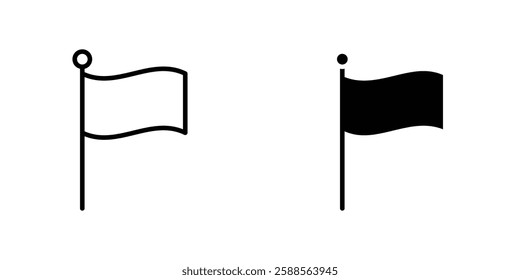 Flag vectors icons set in filled and strokes on white background