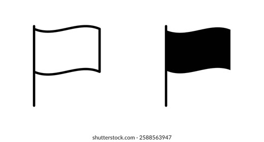 Flag vectors icons set in filled and strokes on white background