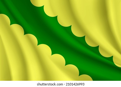 Flag of Vega Baja, Puerto Rico. Realistic waving flag of Vega Baja vector background.