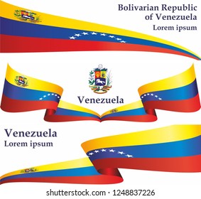 Flag of Venezuela, Bolivarian Republic of Venezuela, Latin America. Template for award design, an official document with the flag of Venezuela. Bright, colorful vector illustration.