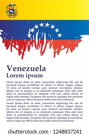 Flag of Venezuela, Bolivarian Republic of Venezuela, Latin America. Template for award design, an official document with the flag of Venezuela. Bright, colorful vector illustration.