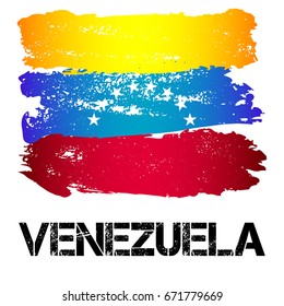 Flag of Venezuela from brush strokes in grunge style isolated on white background. Country in South America. Latin America. Vector illustration