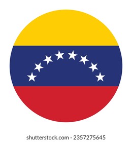 The flag of Venezuela. Button flag icon. Standard color. Circle icon flag. Computer illustration. Digital illustration. Vector illustration.