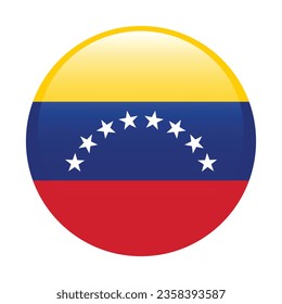 The flag of Venezuela. Button flag icon. Standard color. Circle icon flag. 3d illustration. Computer illustration. Digital illustration. Vector illustration.
