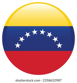 La bandera de Venezuela. Icono de indicador de botón. Color estándar. Indicador de icono de círculo. 3 quinquies ilustración. Ilustración del equipo. Ilustración digital. Ilustración vectorial.