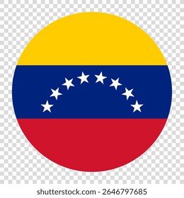 Flag of Venezuela. Venezuela circle flag logo icon computer vector illustration design. Checkerboard background.