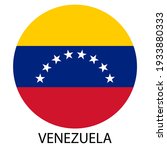 Flag of Venezuela in a circle, national colors, vector illustration. Inscription: Venezuela