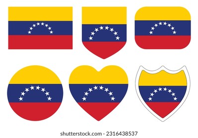 Flag of Venezuela in design shape set.. Venezuela flag in design shape set.