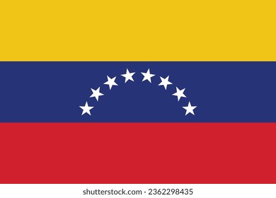 The flag of Venezuela. Flag icon. Standard color. Standard size. A rectangular flag. Computer illustration. Digital illustration. Vector illustration.