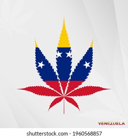 Flag of Venezuela in Marijuana leaf shape. The concept of legalization Cannabis in Venezuela. Medical cannabis illustration.