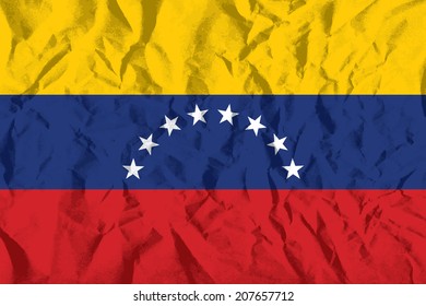 Flag of Venezuela on wrinkled paper vector illustration.