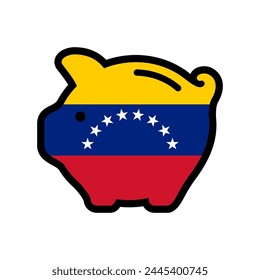 Flag of Venezuela, piggy bank icon, vector symbol.