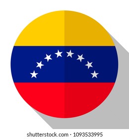 Flag Venezuela - round flatstyle button with a shadow. 