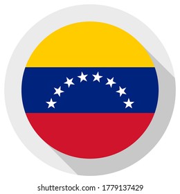 Flagge Venezuelas, Rundform-Symbol auf weißem Hintergrund, Vektorgrafik
