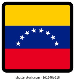 Bandera de Venezuela en forma de cuadrado con contorno contrastante, señal de comunicación en medios sociales, patriotismo, un botón para cambiar el idioma en el sitio, un ícono.