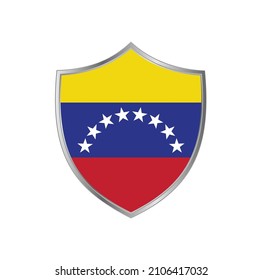 Flag of Venezuela with silver shield frame