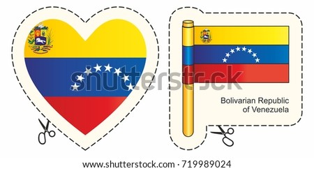 Flag of Venezuela. Vector cut sign here, isolated on white. Can be used for design, stickers, souvenirs.