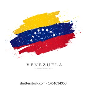 Flag of Venezuela. Vector illustration on white background. Brush strokes drawn by hand. Independence Day.