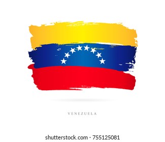 Flag of Venezuela. Vector illustration on white background. Beautiful brush strokes. Abstract concept. Elements for design.