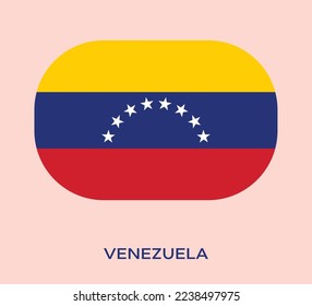 Flag of Venezuela, Venezuela flag vector illustration, Venezuela flag in rounded corner, Button style Venezuela flag.
