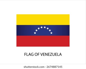 FLAG OF VENEZUELA VECTOR, ILLUSTRATION WHITE BACKGROUND TYPOGRAPHY