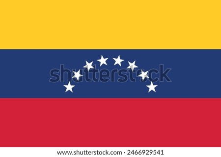 Flag of Venezuela. Venezuelan tricolor with stars. State symbol of the Bolivarian Republic of Venezuela.