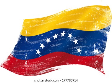 flag of  Venezuela in the wind with a texture