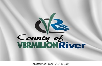 Flag of Vermilion River County, Canada. Realistic waving flag of Vermilion River County vector background.