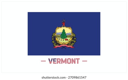 Bandera de VERMONT sobre fondo blanco, Ilustración vectorial editable de la bandera de VERMONT, diseño del Día Nacional, bandera de VERMONT flat design, Estado de EE.UU