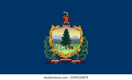 Flag of Vermont, USA, 16:9 Format, Vermont Flag, Vector Images