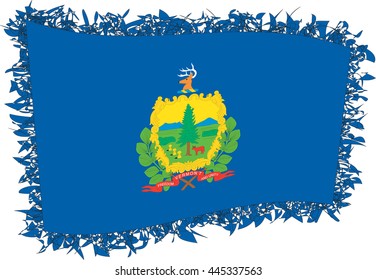 Flag of Vermont. Vector illustration of a stylized flag. Shaggy edge.