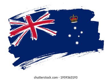 Flag of Victoria, Australia. Australian state banner brush concept. Horizontal vector Illustration isolated on white background.  