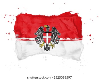 Flag of Vienna is capital of  Austria, brush stroke background.  Flag Vienna  on white background. Watercolor style for your design.  EPS10.