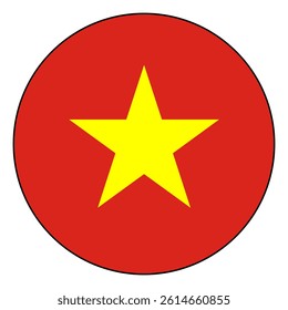 Flag of Vietnam. Black edge. Vietnam circle flag logo icon computer vector illustration design.